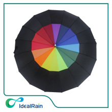 25" 16 ribs straight rainbow umbrella.rainbow golf umbrella