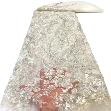 Multi Color Luxury Beaded Mesh Lace Fabric for Bride