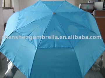 3 fold two layers windproof umbrella