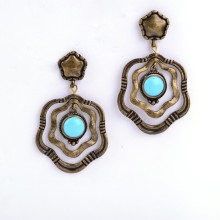 Golden and Silver Womens Initial Drop Statement Earrings