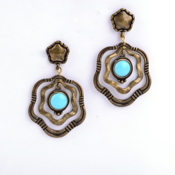 Golden and Silver Womens Initial Drop Statement Earrings