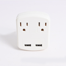 2-Outlet USB Surge Protector Charger with Adapter - Conversion Plug Included
