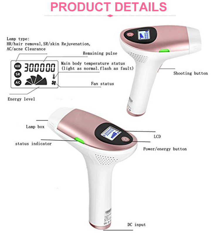 Rose Gold Home IPL Hair Removal Machine Laser Portable