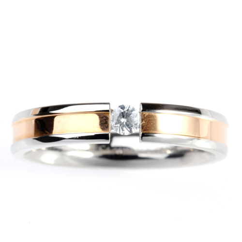 Stainless Steel Zircon Lover Romantic Engagement Couple Ring