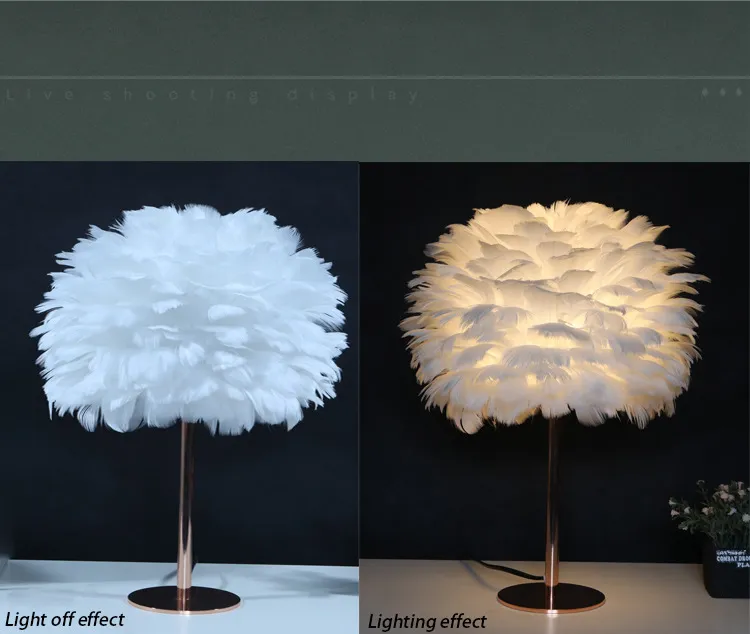 Elegant Rose Gold Feather Desk Lamp for Stylish Bedrooms