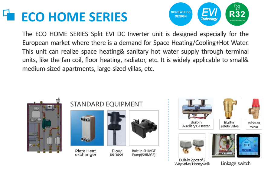 Olyair R32 EVI DC Inverter Split Heat Pump with Intelligent defrosting system and Vacation mode,WIFI & IoT function with KEYMAR
