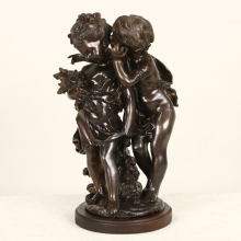 two children metal french statue Auguste Moreau famous bronze sculpture