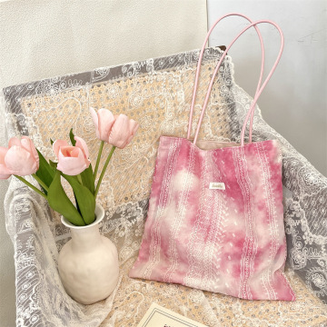Unique Elegant Reusable Custom Pink Canvas Tote Bag