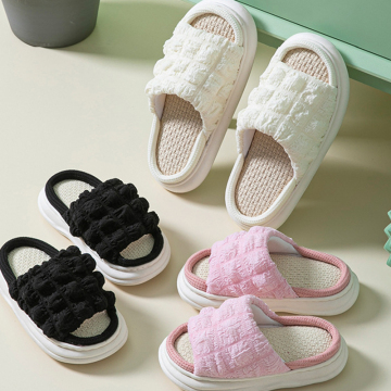 Cozy Lighted Summer Sandals for Kids - Cute Soft Puff Linen Home Slippers