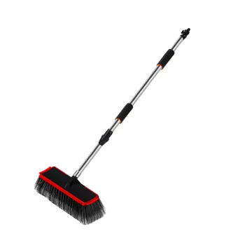 12INCH Truck Wash Brush with Adjustable Handle and Integrated Squeegee Head for Flow-Through Cleaning