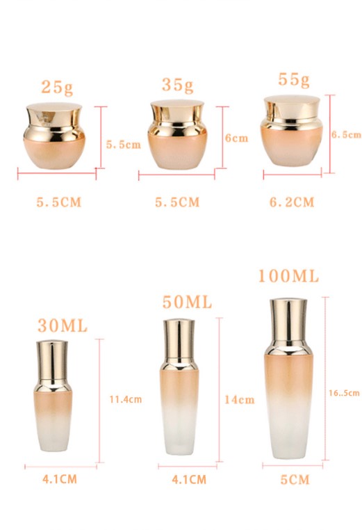 Orange glass cosmetic bottles