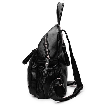 Drawstring waterproof woman fashion leather backpack