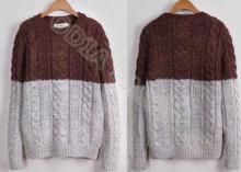 Full Chunky Mens Cable Knit Sweaters in Crew Neck with Coff