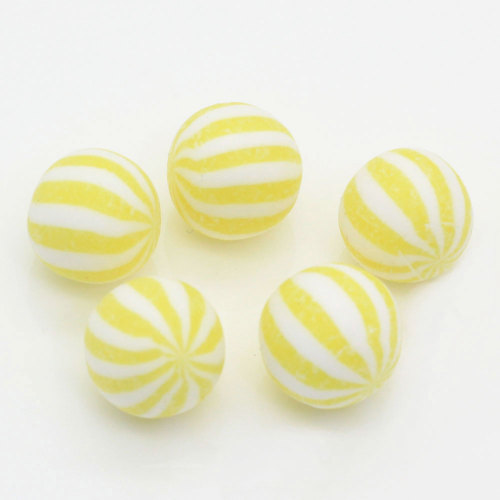 Mixed Color Watermelon Stripe Bead Without Hole Polymer Clay Simulation Candy Round Beads For Children Re-ment Accessories