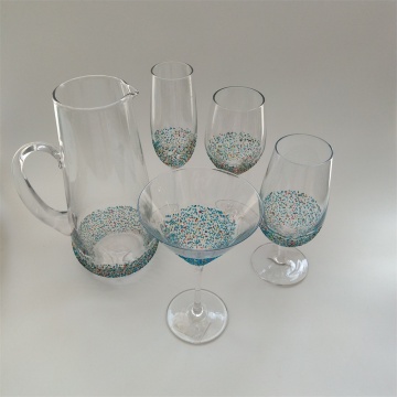 Colorful dots decor glass drinking set