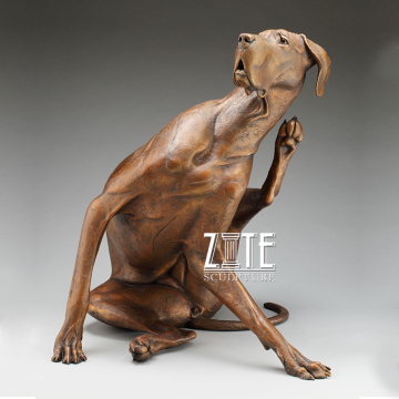 Large outdoor garden art bronze greyhound life size dog statue