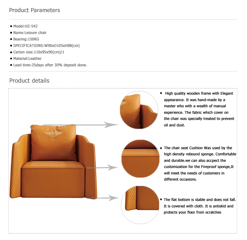 Modern Hot Sale Practical Living Room Single Leisure Bentley Sofa Chair