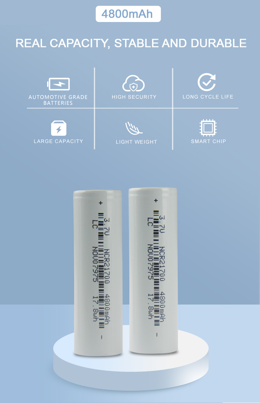 High Capacity battery cell Lithium Ion 21700 4800mah 5000mah 3.6v 3.7V 21700 Battery