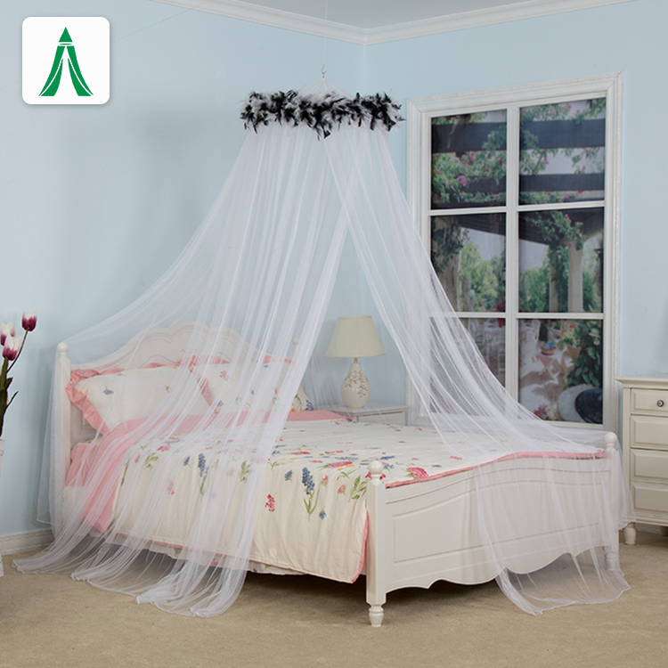 Bed Canopy with Black Feather Foldable