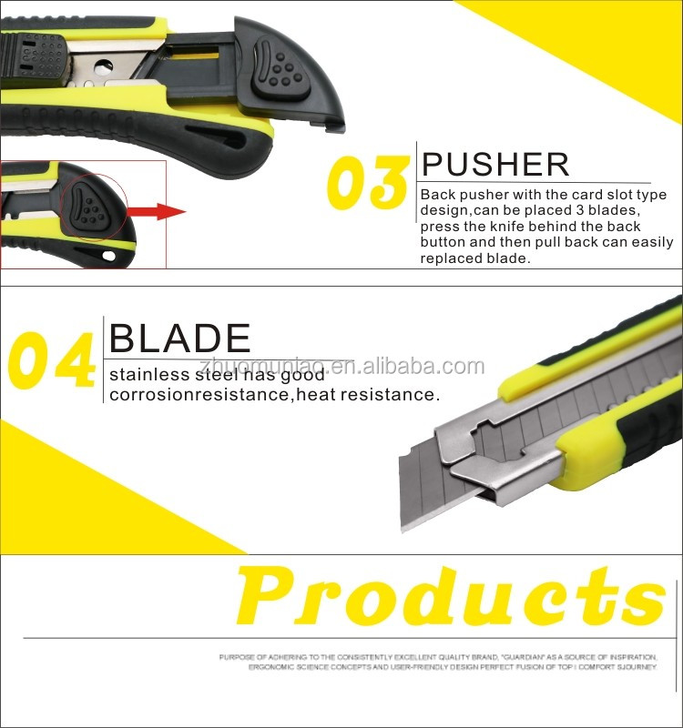 Factory Supply Amazing OEM Auto Loading Utility Knife Plastic ABS + Rubber TPR Grip Free Sample