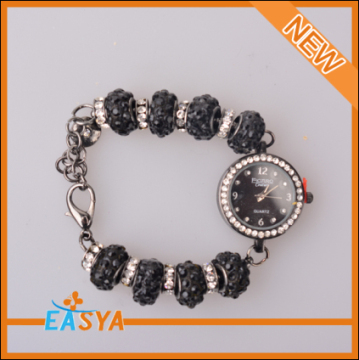 New Design Black Beads Chain Bracelet With Watch Charms