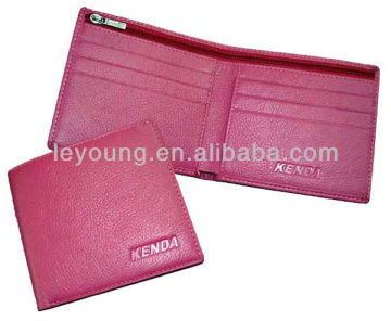 Pink Genuine Leather women short wallets with zip