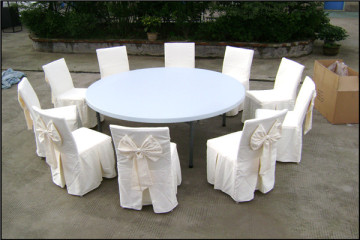 round table and rattan chair