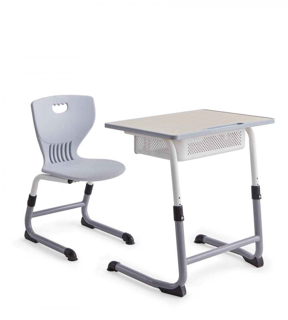 Adjustable single school students study desks and chairs