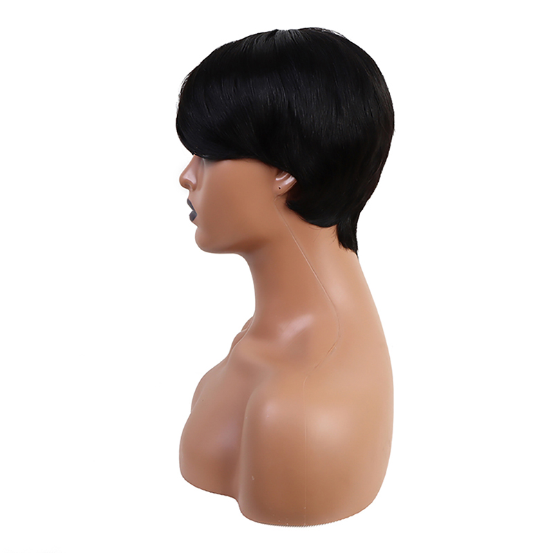 cheap price short retro human hair sewing machine wig for black women, 100% human hair wig sewing machine made wholesale