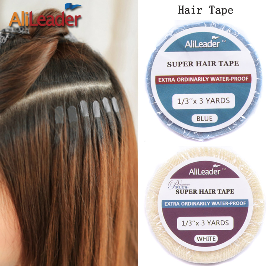 Blue 3-36 Yards Super Tape per le estensioni dei capelli Nastro adesivo per parrucca Chiusura frontale in pizzo Colla Nastro per capelli in pelle forte per Toupee / Parrucca