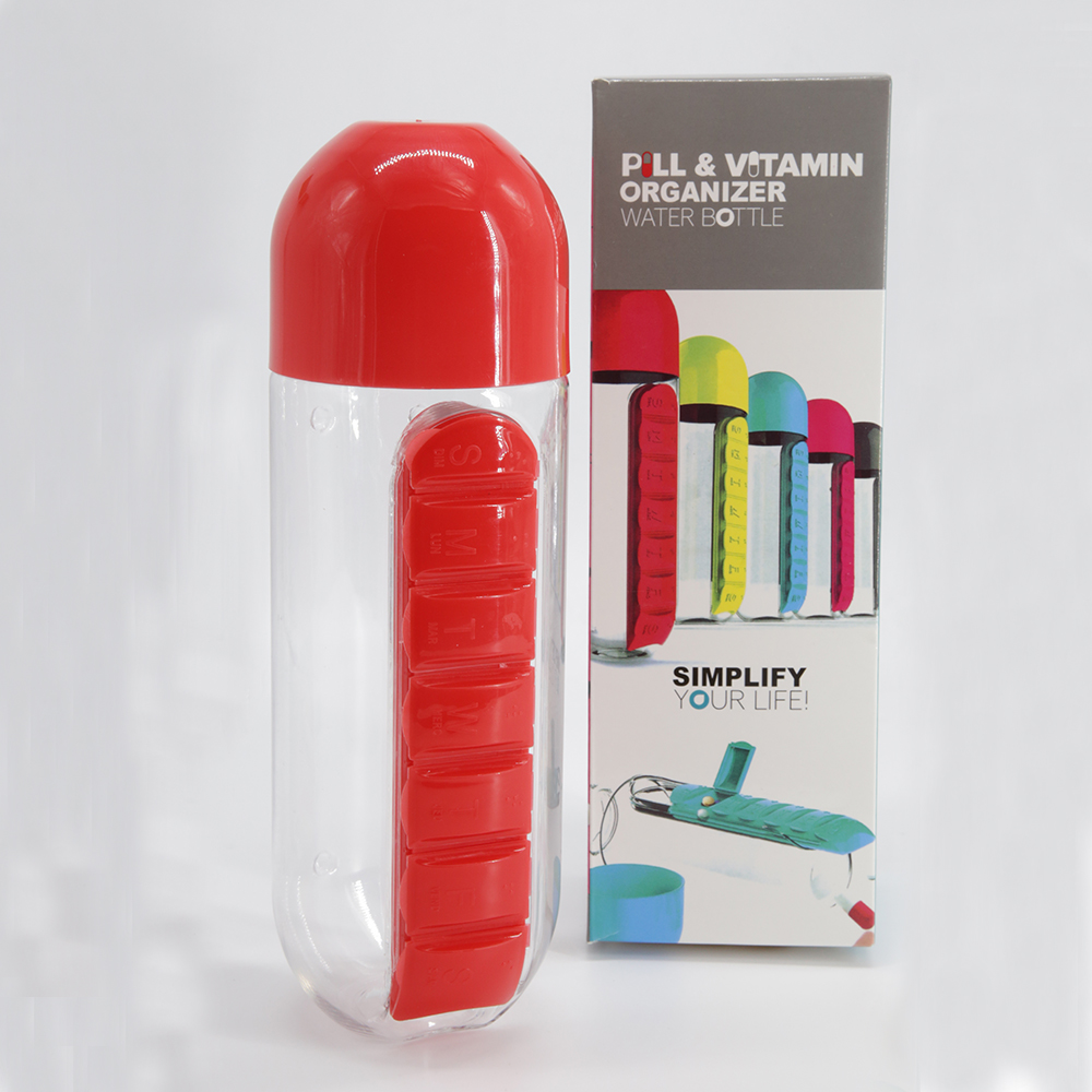 water bottle with pill organizer