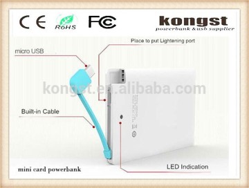 Credit card 2600mah mobile charger powerbank 2000mah card