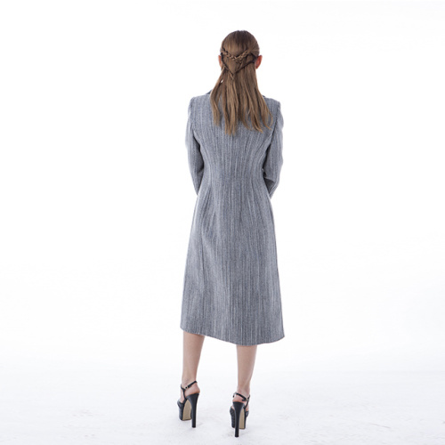 Haze grey cashmere coat with large collar