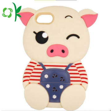 Coque de téléphone en silicone en forme de cochon avec dessin animé