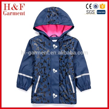 Waterproof girls kids raincoat kidswear clothing ski pu rainsuit