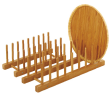 Bamboo Dish Rack Drying Drainer Pot Lid Holder
