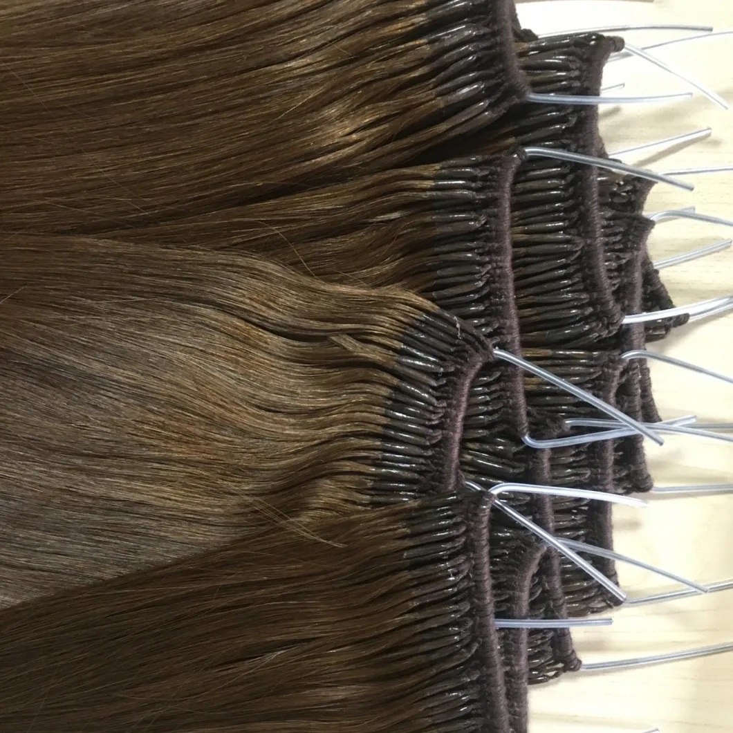 Human Virgin Brazilian Remy Hair Extension Salon Use Thread Hair Extension Dark Brown Color #4 18inch Remy Hair