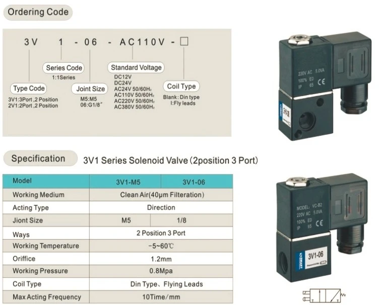 3V1 Series Pneumatic Solenoid Valve Air Valve