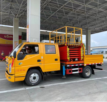 Vehicle mounted double row cab scissor lift platform