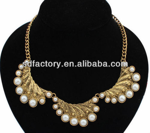 2014 fashion statement necklace jewelry pearl flower shaped vintage necklace