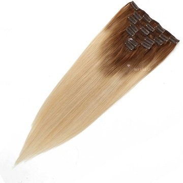 Ombre Balayage 7pcs 8pcs 9pcs 10pcs Clip-In sets Dark Brown Blonde Piano Clip extensions 100% Clip in Human hair extensions