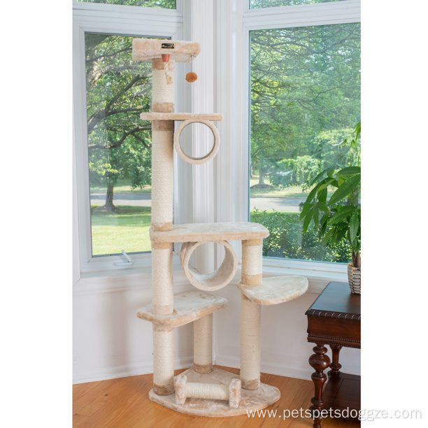 Wood Cat Tree Cured Sisal Posts Scratching