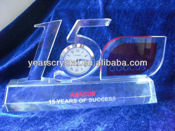 3D laser engraved crystal clock laser crystal gift(G-0205)
