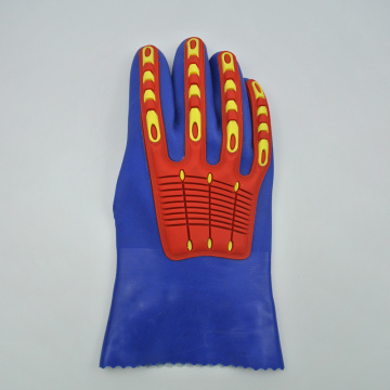 Blue PVC gloves with TPR