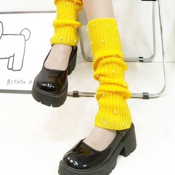 Hot Selling OEM Knitted Bead Boot Toppers: Stylish Women's Knee High Leg Warmers