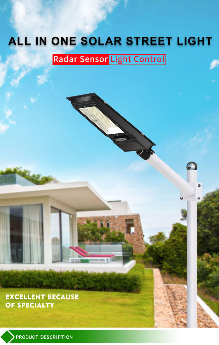 Outdoor IP65 waterproof 20w 40w 60w all in one led solar street light