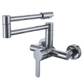 Wall mounted foldable extendable double hole sink faucet