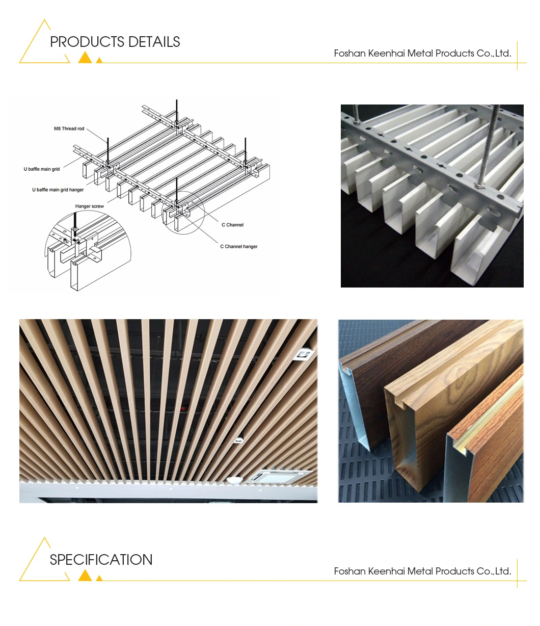 Acoustic Profile U Shape Suspended Metal Aluminium Ceiling (KH-MC-U2)