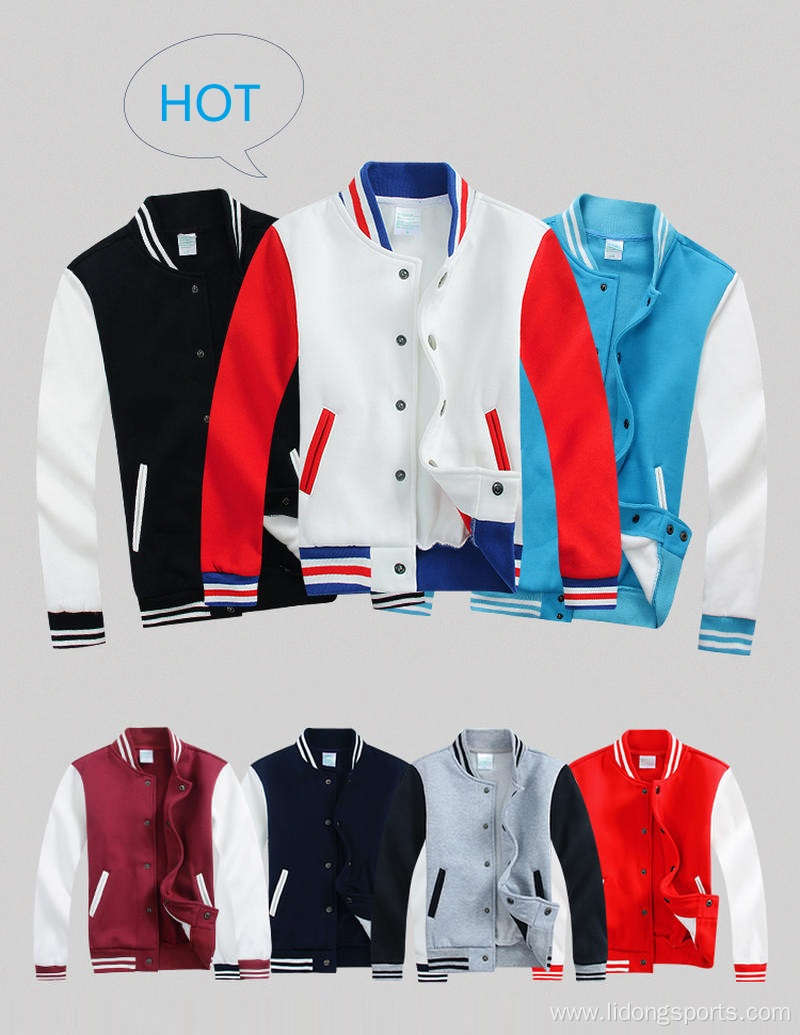 wholesale custom print logo plain fleece college jacket