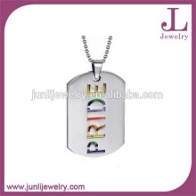 Stainless Steel Rainbow Jewelry Gay Men Double Dog Tags Pride Rainbow Pendants